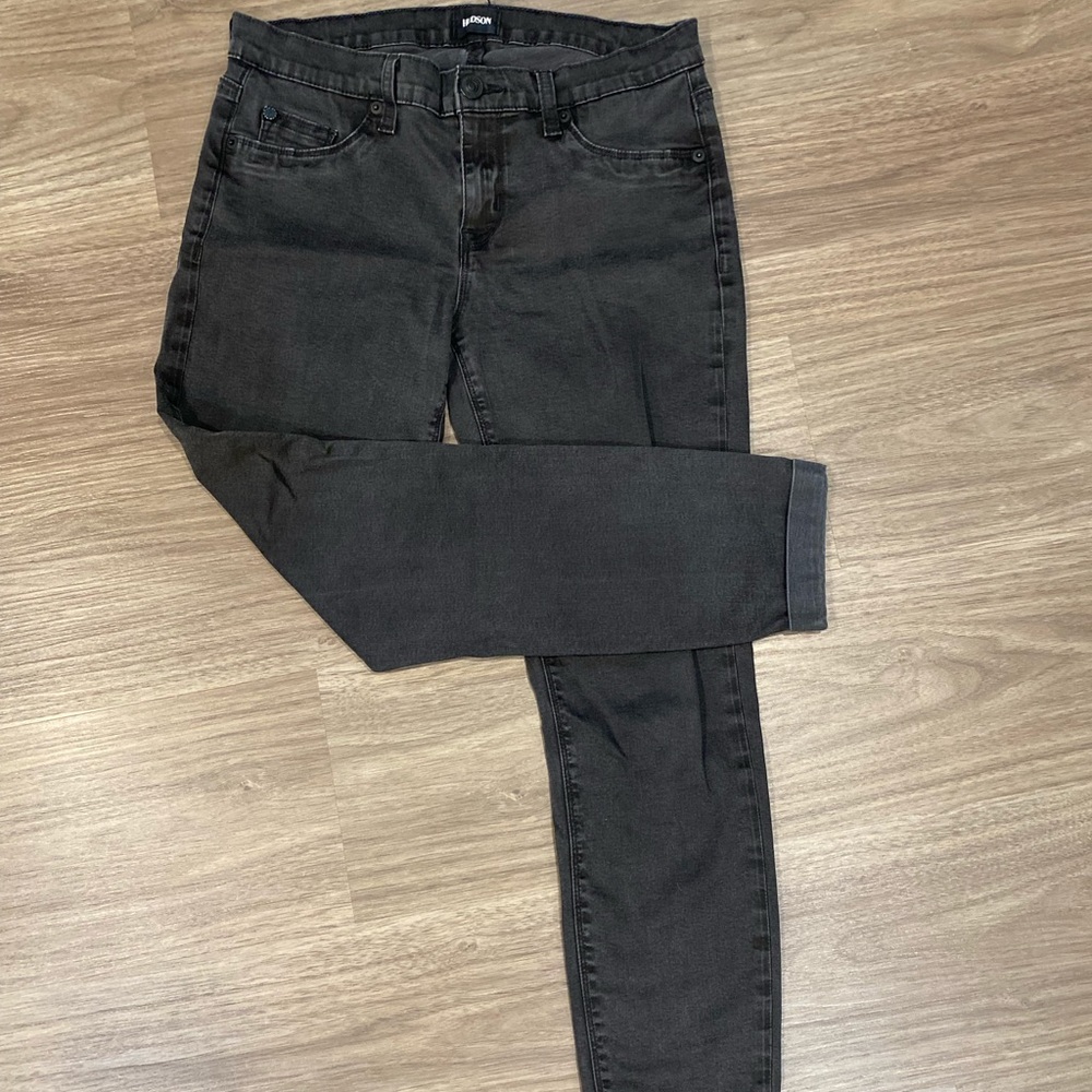 Black Straight-Leg Cuffed Super Crop Jeans